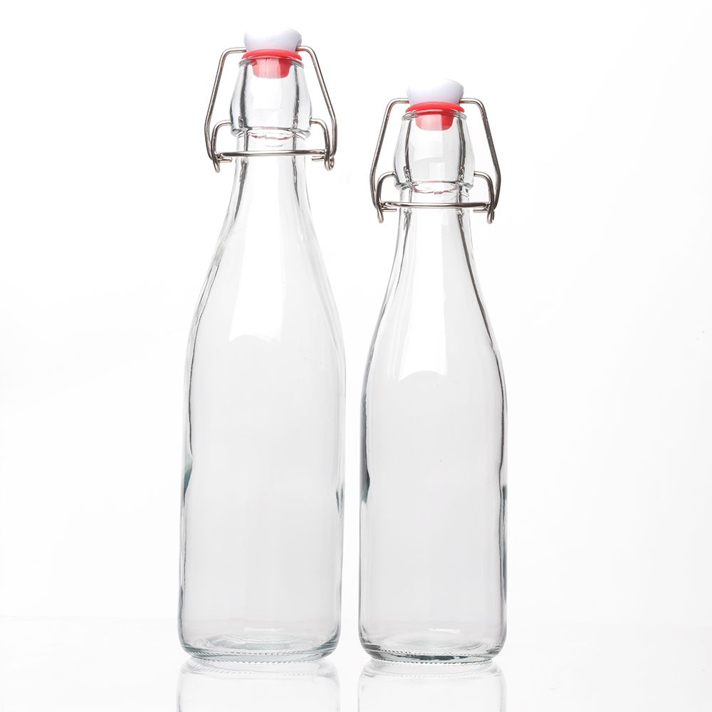 Premium 16oz Glass Juice Containers with Sturdy Metal Clips - Airtight Leakproof