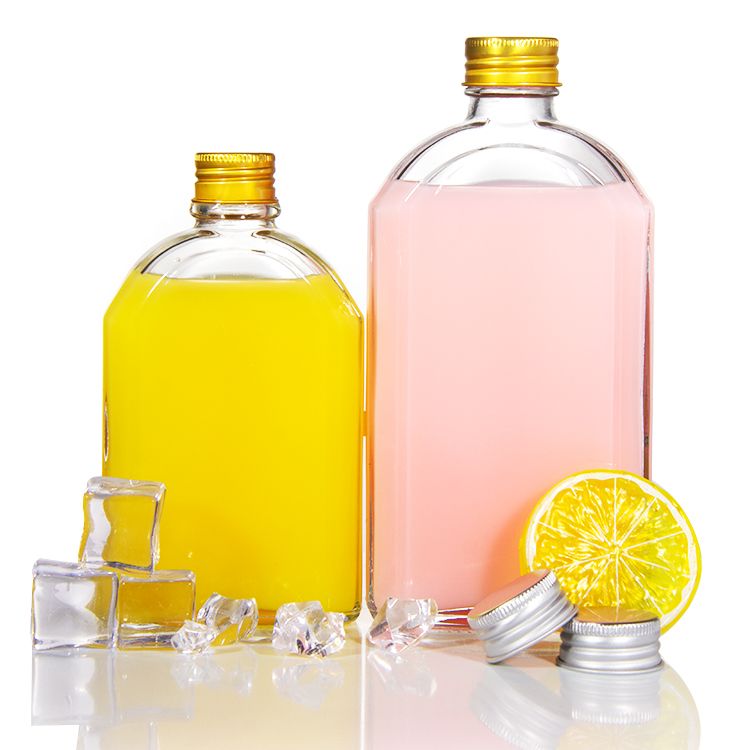 Flat Glass Liquor Bottle Airtight Aluminum Cap 100-500ml for Beverage & Whisky