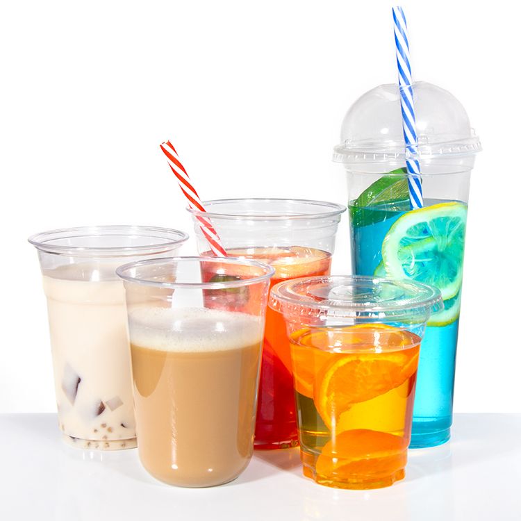 Clear Disposable PET Plastic Cups with Lids for Milk Tea Cold Drinks | Custom Print